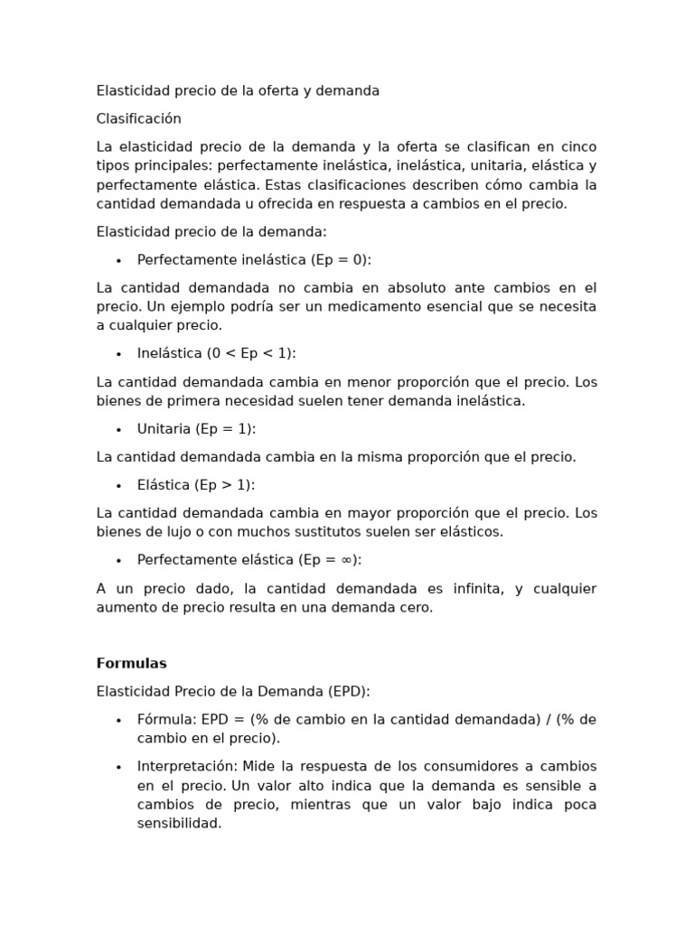 Elasticidad Precio: Demanda y Oferta | PDF | Elasticidad (economía ...