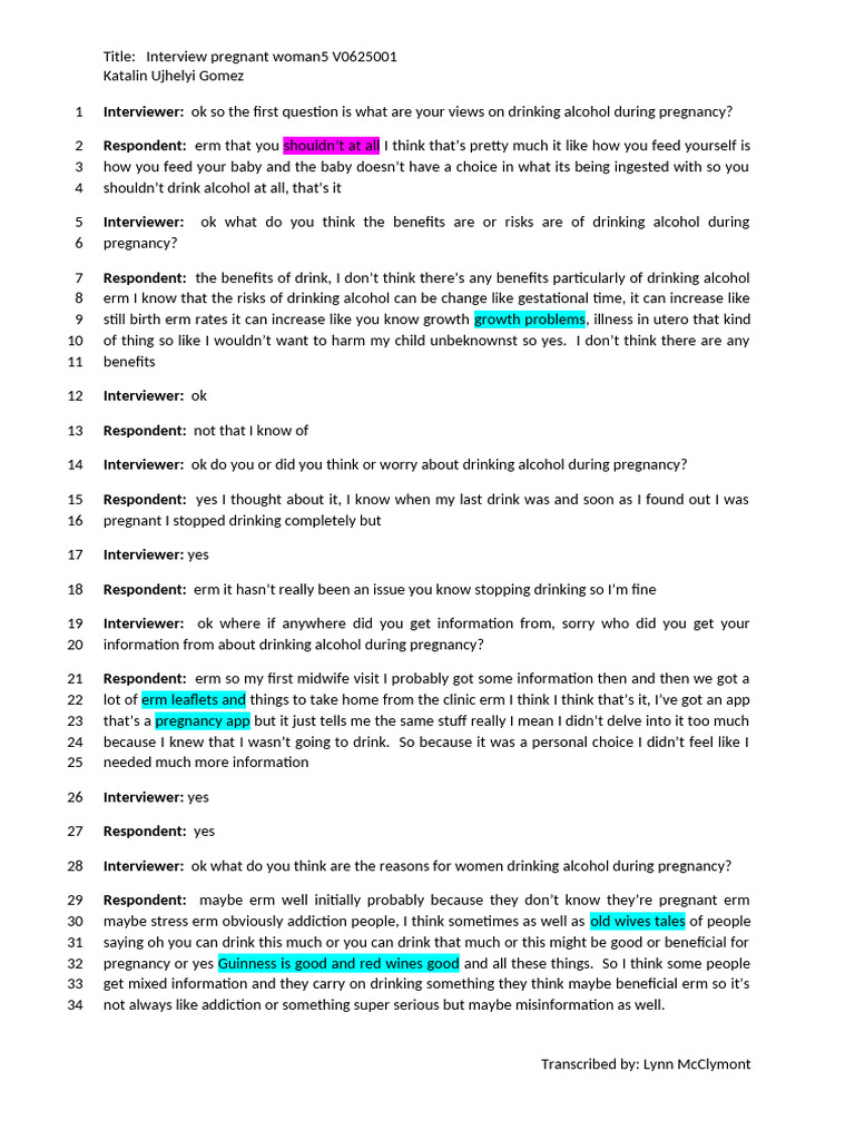 Alcohol and Pregnancy: Insights from an Interview | PDF | Pregnancy ...