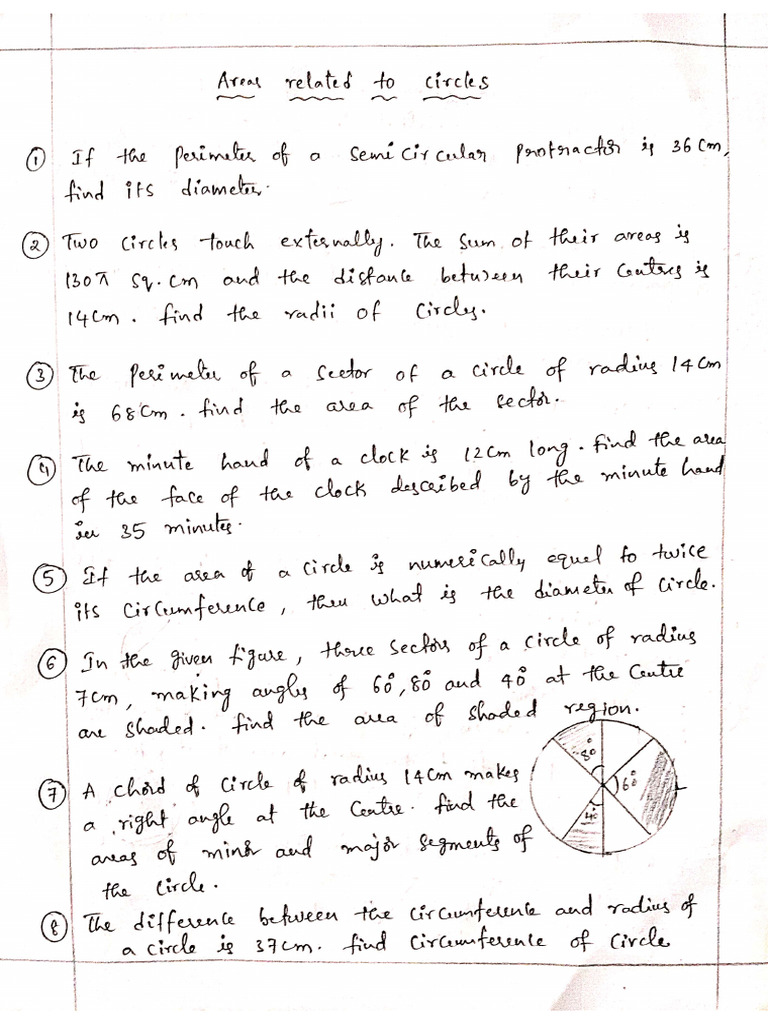 Areas Related To Circles Worksheet Jun 10, 2025 | PDF