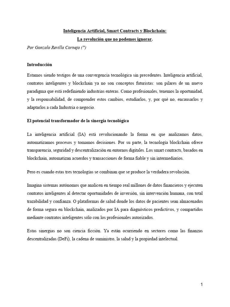 Inteligencia Artificial, Smart Contracts y Blockchain | PDF ...