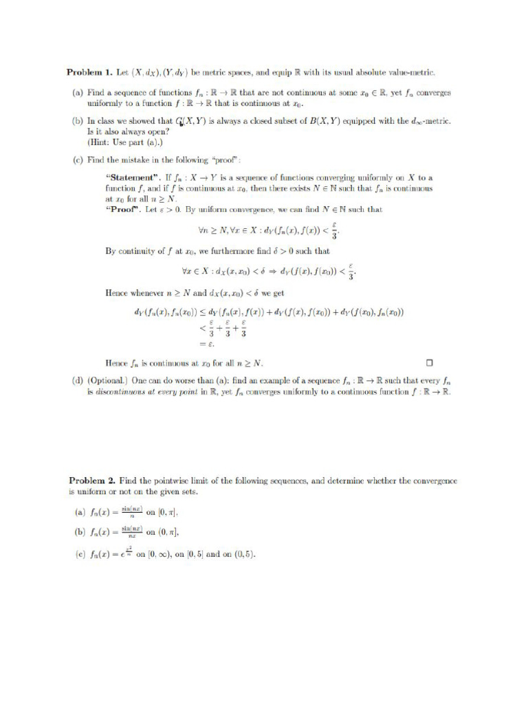 2 Math Analysis Questions | PDF