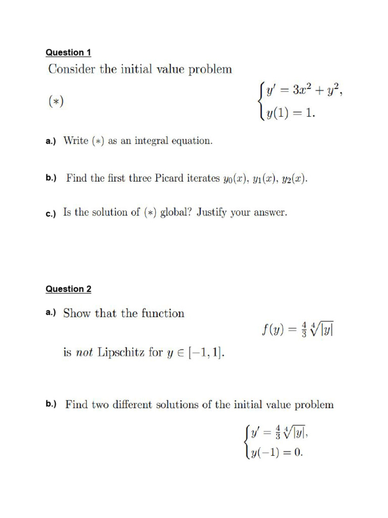 4 Ordinary Differential Equations Problems | PDF