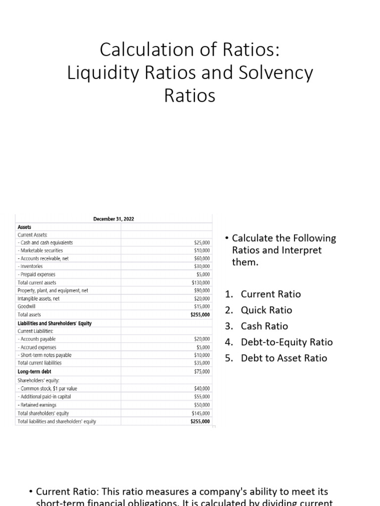 Liquidity and Solvency Ratios Explained | PDF