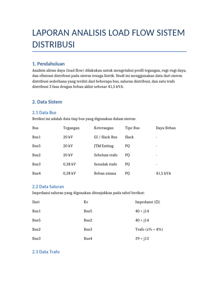 Laporan Analisa Load Flow | PDF