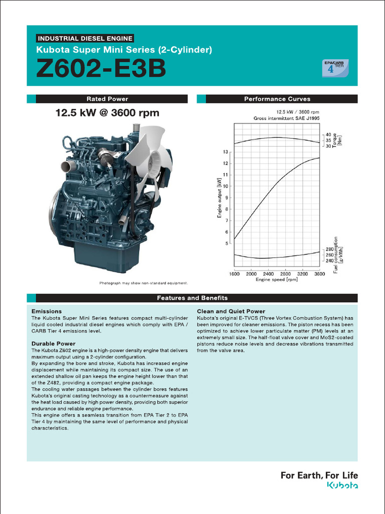 Especificaciones Kubota Z602-E3B Kubota Diesel Motors | PDF | Engines ...