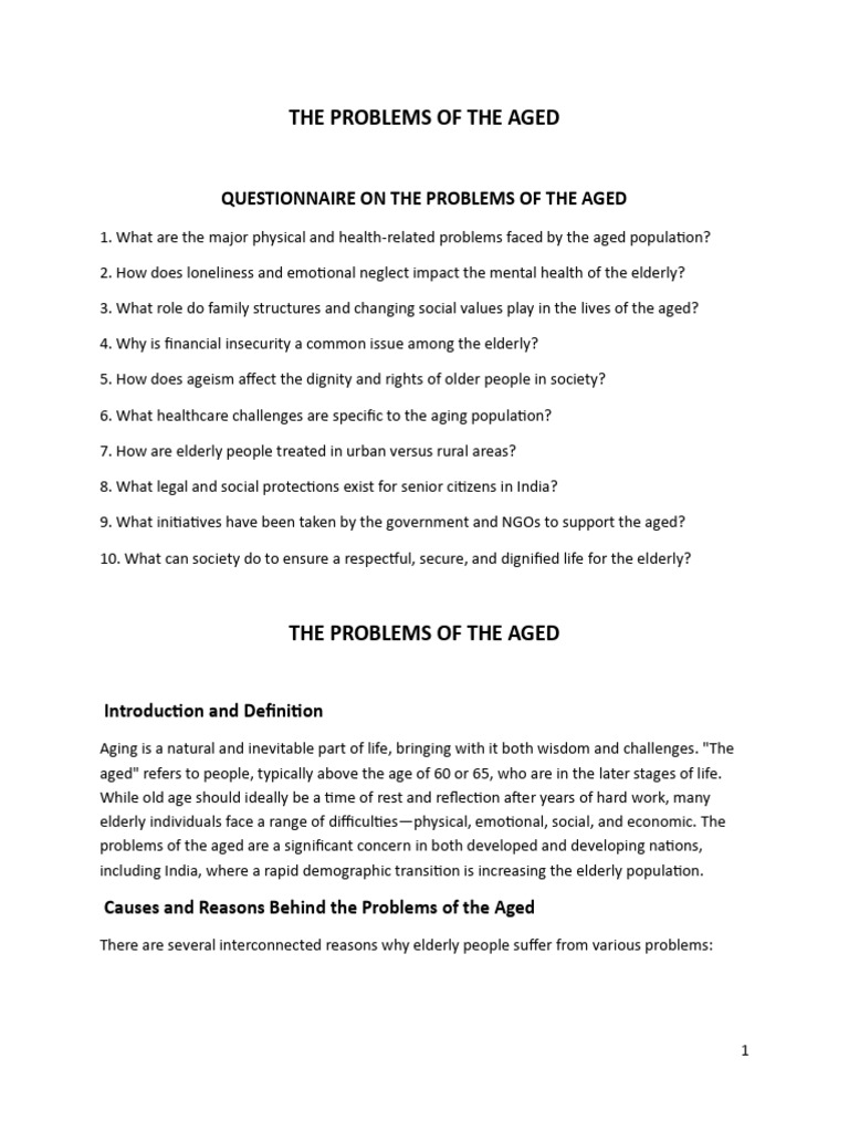 Challenges Faced by the Elderly | PDF | Old Age | Chronic Condition