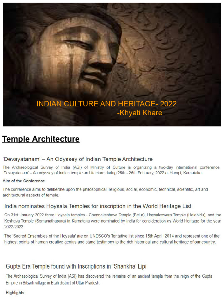 Indian Culture and Heritage Overview | PDF | Bodhisattva | World ...