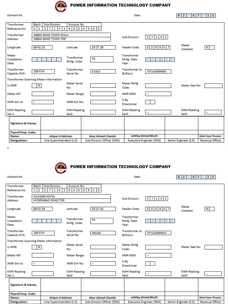 Transformer Addition/Change Form | PDF | Power Engineering | Electronic ...