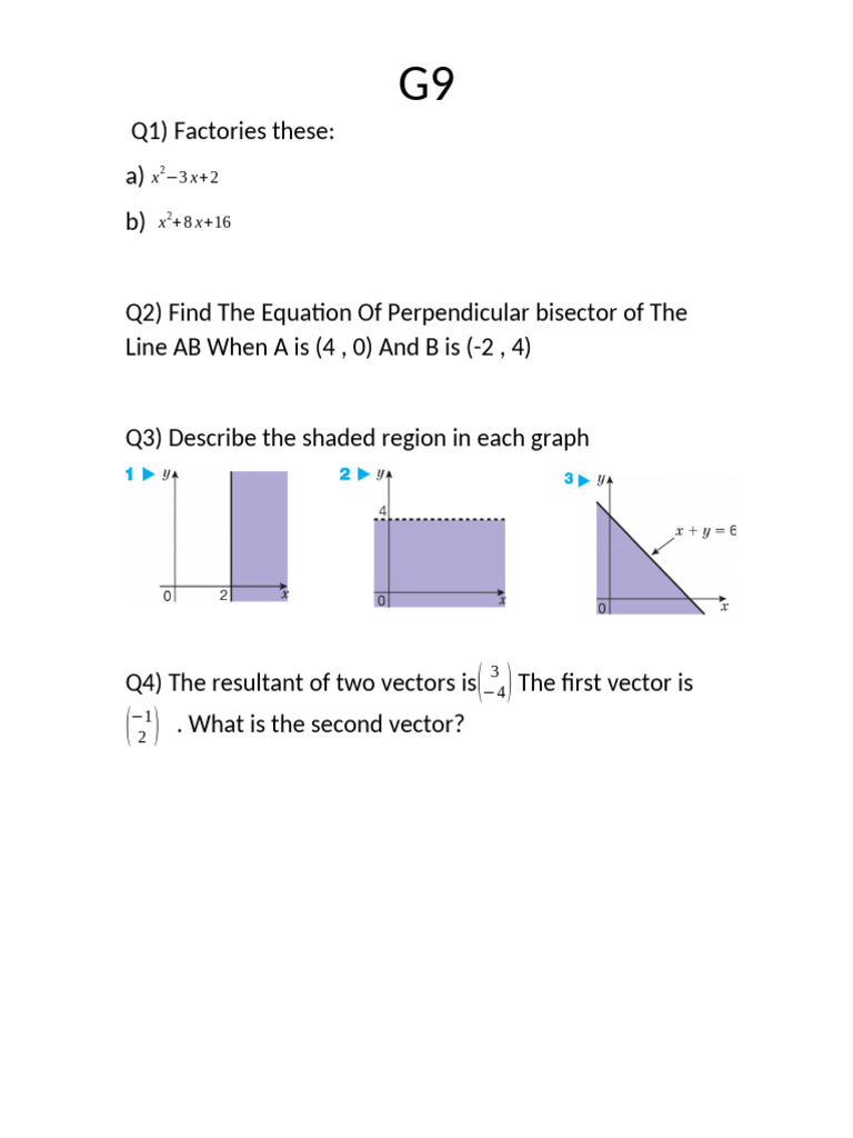 Math Problems: Factoring, Vectors, Geometry | PDF
