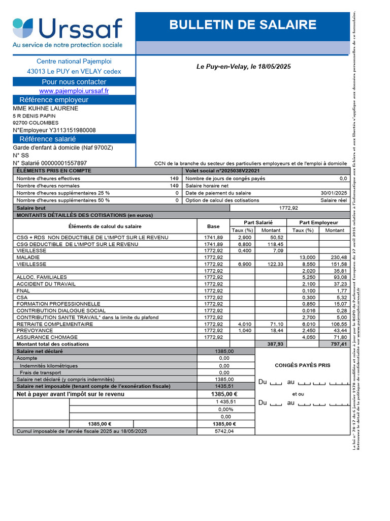 Bulletin de salaire juin 2025 | PDF | Salaires | Impôt sur le revenu