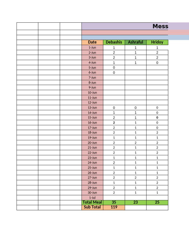 Mess Meal Management Report - July 2025 | PDF