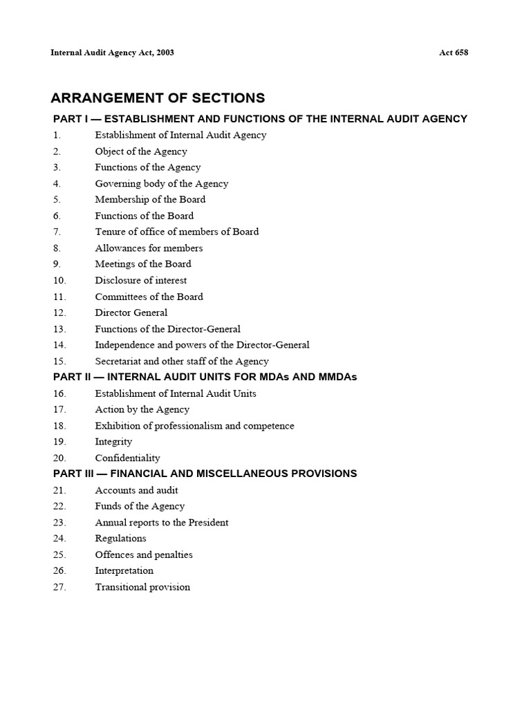 Internal Audit Agency Act Overview | PDF | Audit | Internal Audit