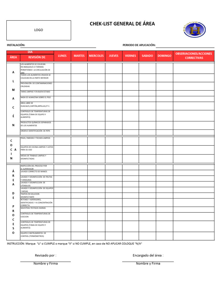 Chek-list de Inspección de Alimentos | PDF | Alimentos