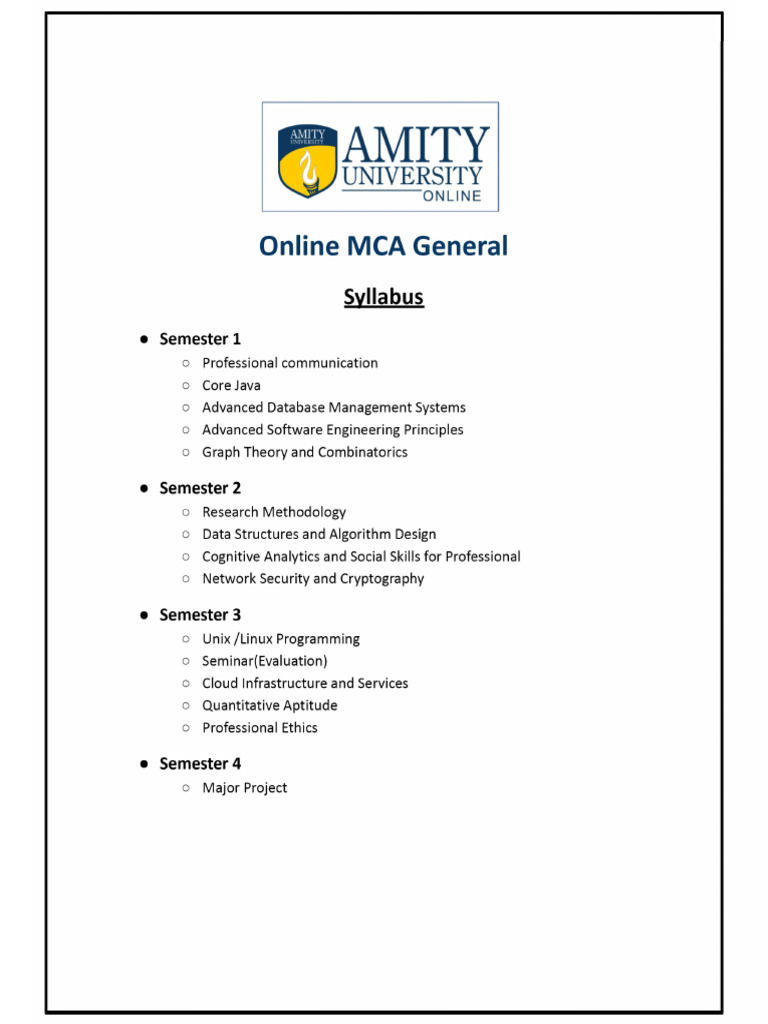 Amity University MCA Details | PDF