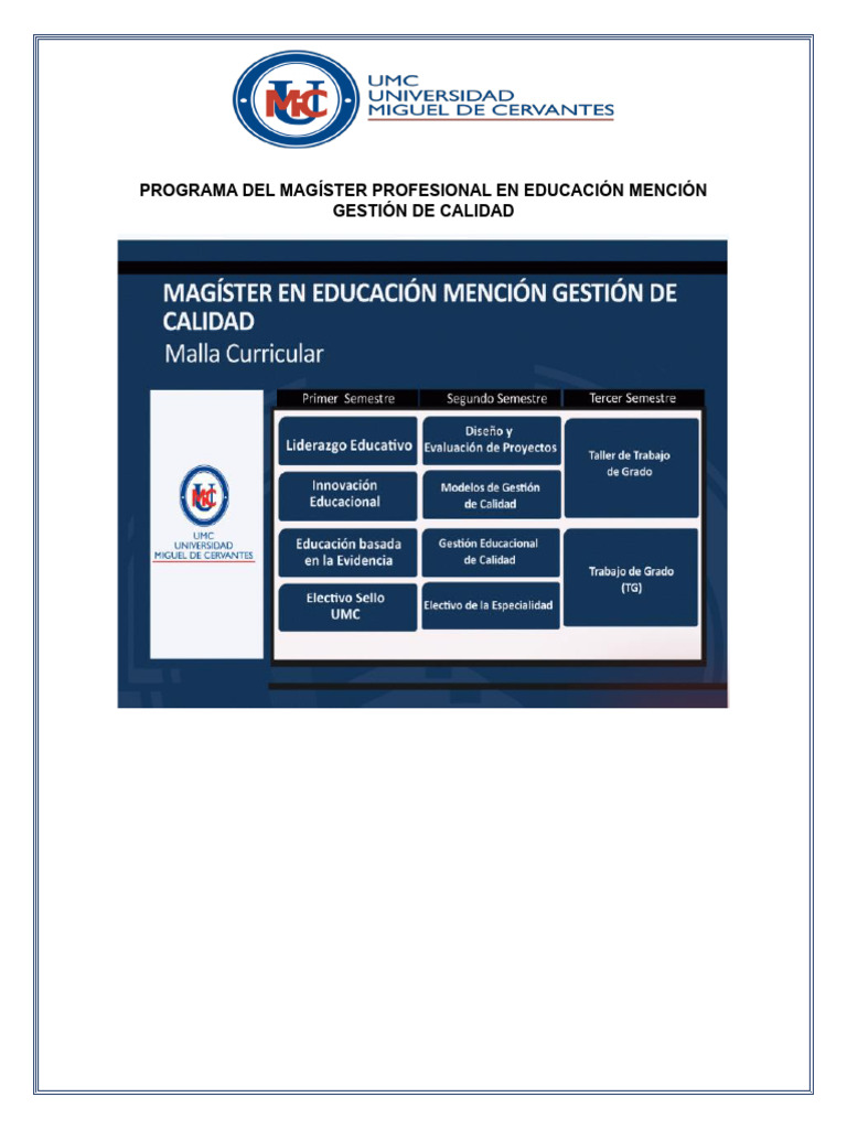 Magíster en Educación: Gestión y Currículum | PDF | Plan de estudios ...