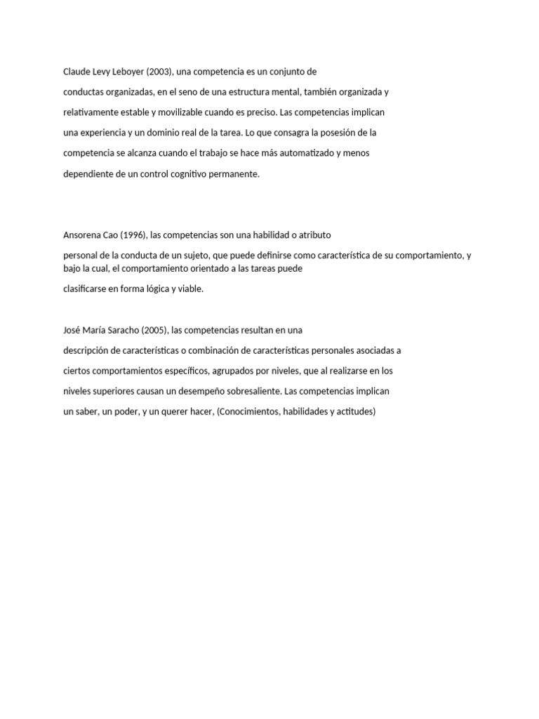 Definición de Competencias según Levy-Leboyer | PDF