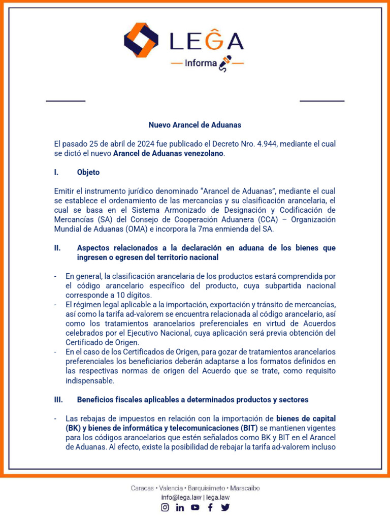 Nuevo Arancel de Aduanas Venezuela 2024 | PDF | aduana | Arancel