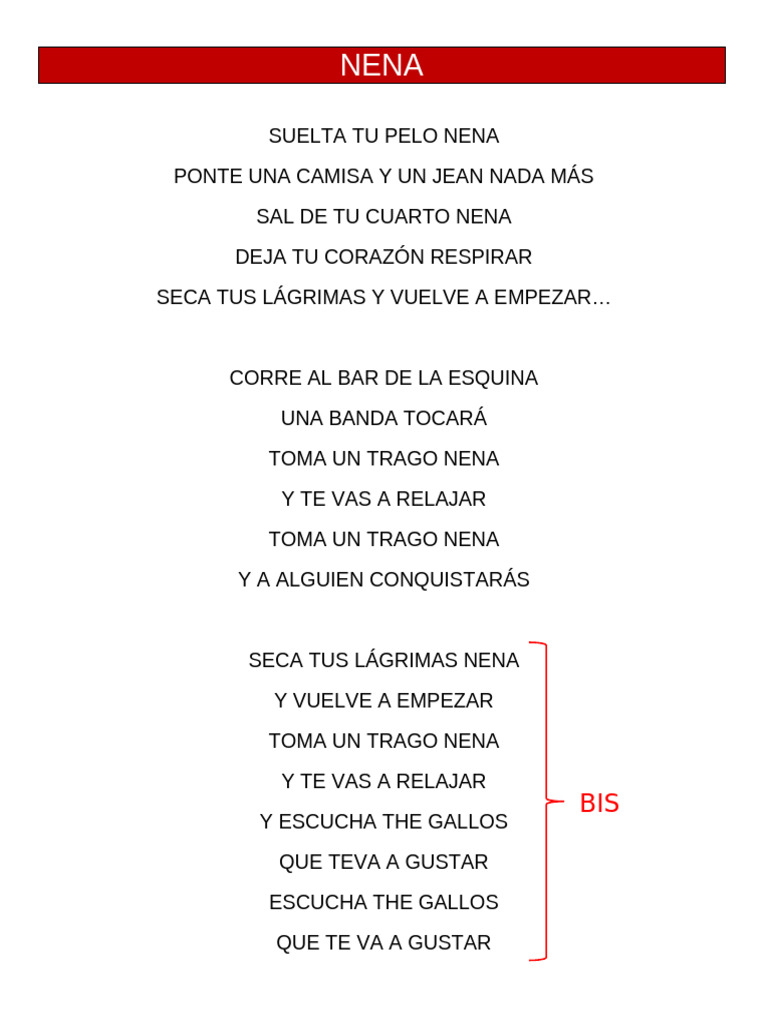 NENA (Canción Cris) | PDF