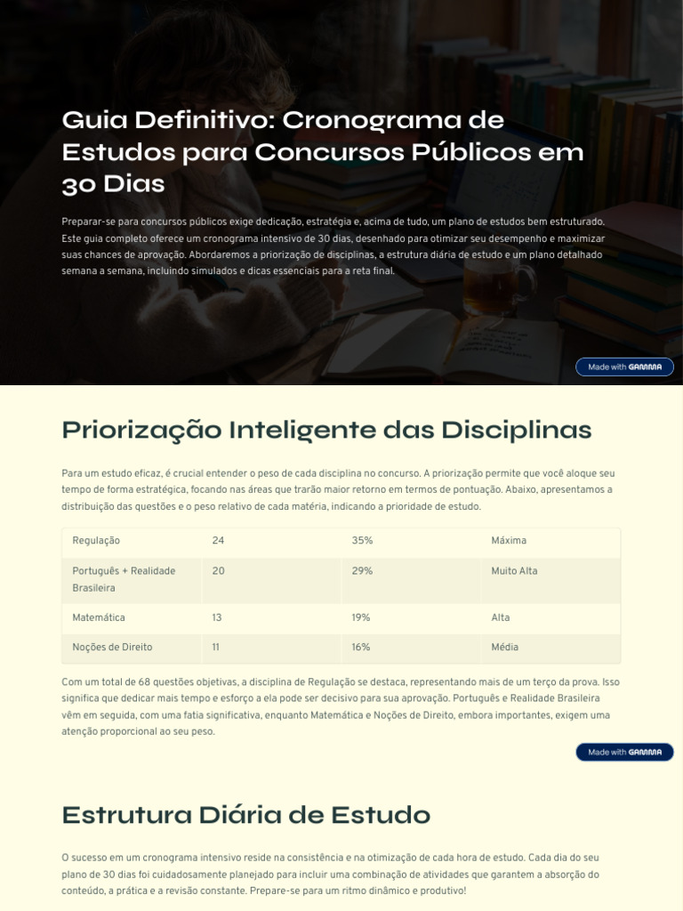 Cronograma de Estudos para Concursos em 30 Dias | PDF | Matemática | Tempo