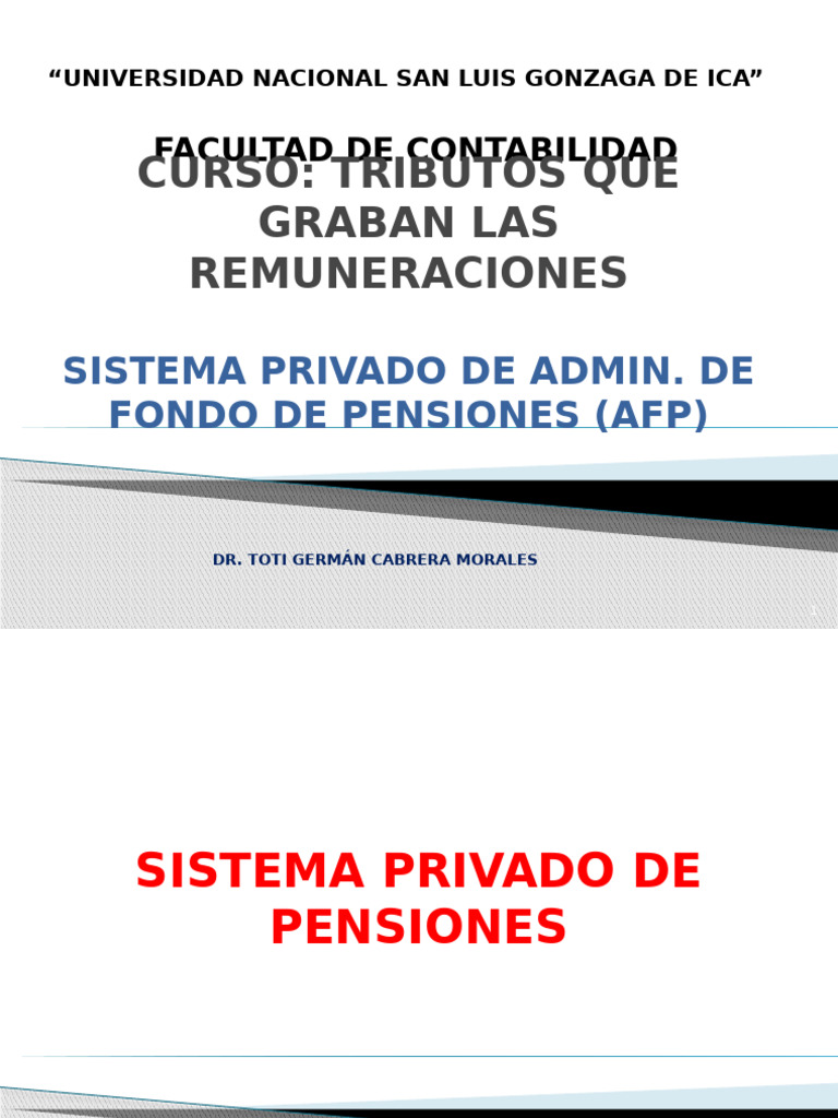 Sistema Privado de Administración de Fondo de Pensiones (AFP) | PDF ...