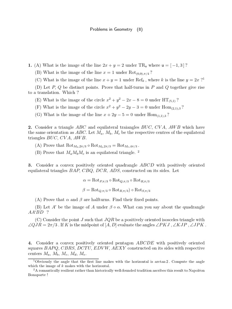 Geometry Transformation Problems | PDF | Geometric Shapes | Euclidean ...