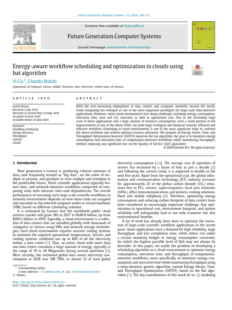 Energy-Aware Workflow Scheduling and Optimization in Clouds Using | PDF ...