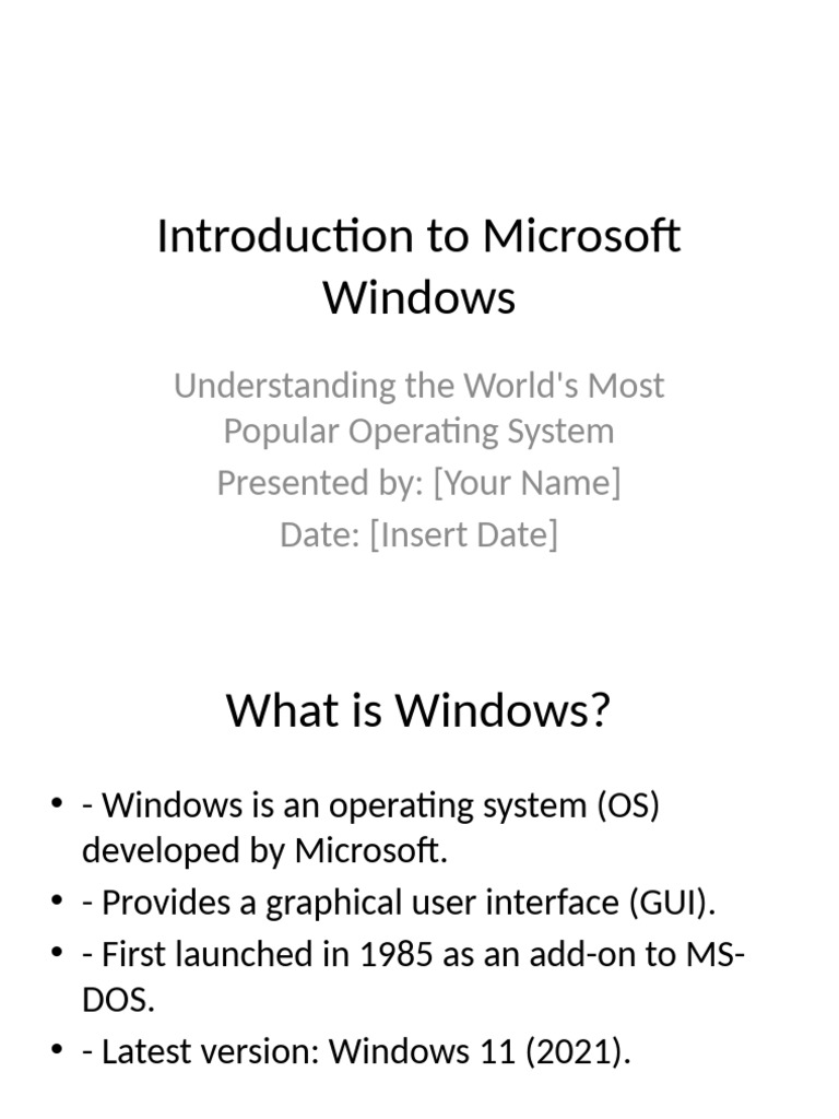Overview of Microsoft Windows OS | PDF