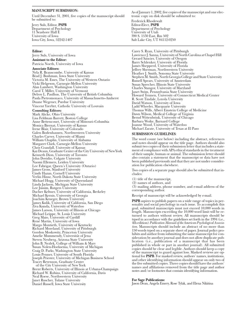 PSPB Manuscript Submission Guidelines | PDF | Intimate Relationships ...
