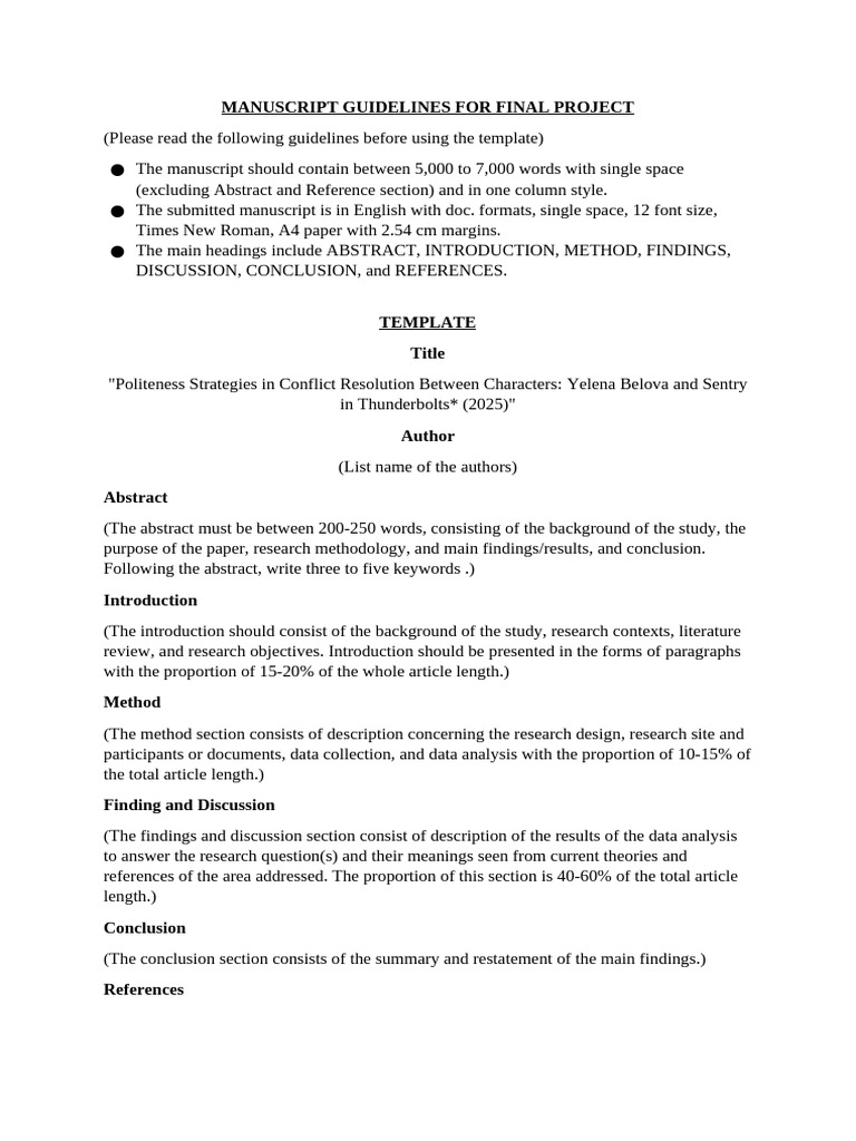 Final Project Manuscript Guidelines | PDF