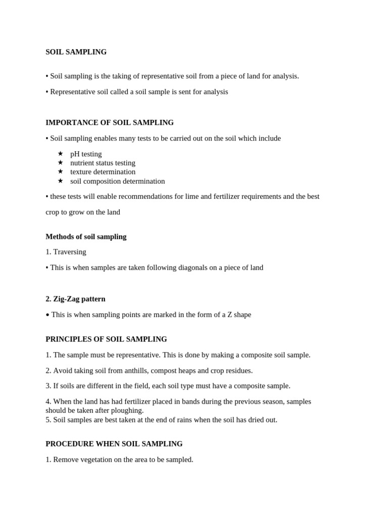Soil Sampling Methods and Procedures | PDF