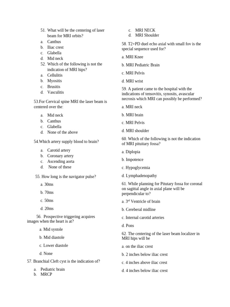 MRI Procedures and Indications Guide | PDF | Pelvis | Knee