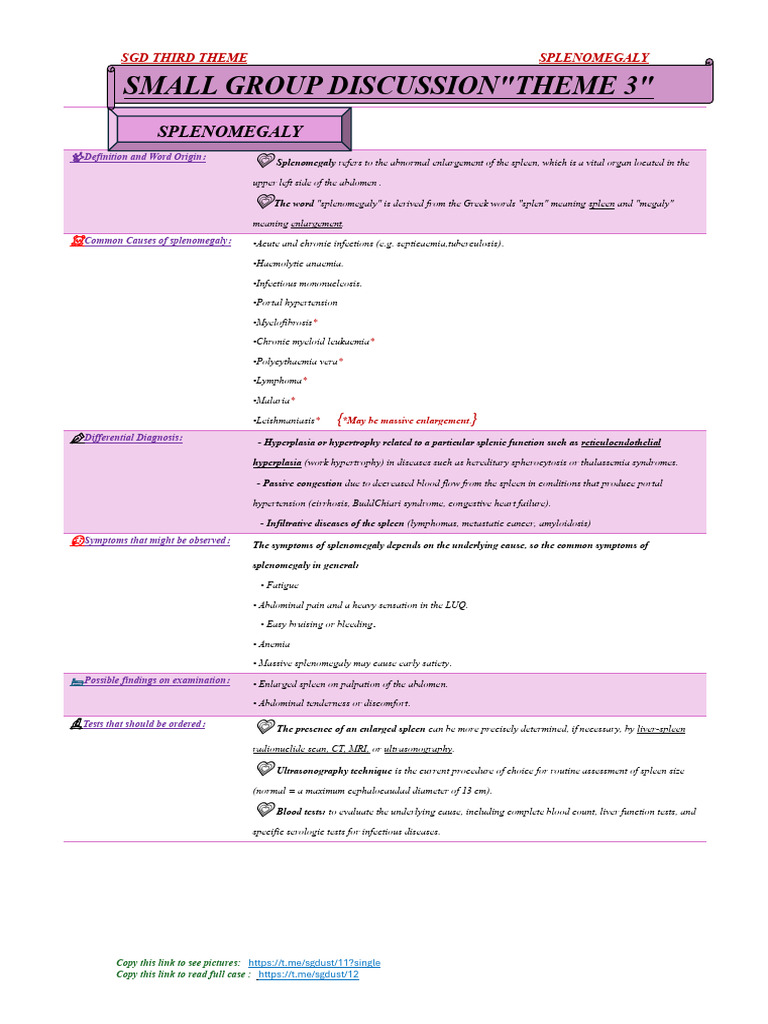 SGD, Splenomegaly (THEME 3) by Saqr Al-Hashemi | PDF | Spleen | Medical ...