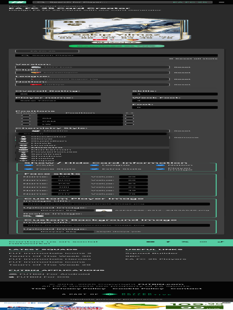 EA FC 25 Card Creator Generator FUTBIN | PDF | Mobile Software
