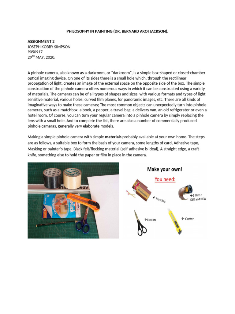 Philosophy in Painting..Assignment 2 (9050917) | PDF | Camera | Imaging