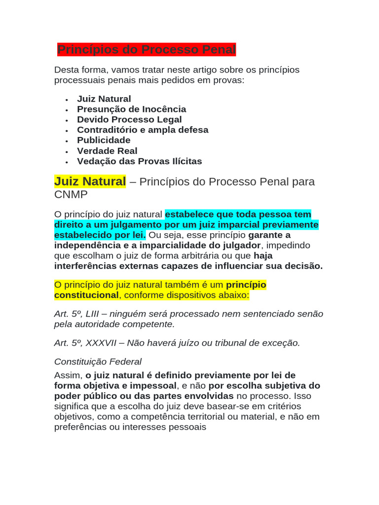 Princípios Fundamentais do Processo Penal | PDF | Presunção de ...