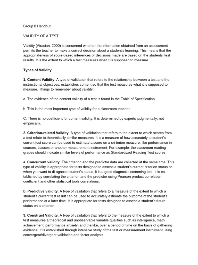 Understanding Test Validity Types | PDF | Validity (Statistics ...