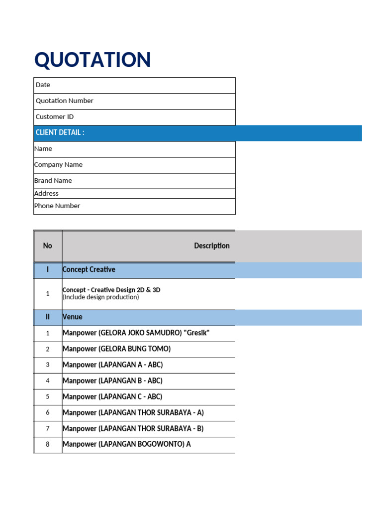 Event Quotation and Production Details | PDF | Manufactured Goods ...