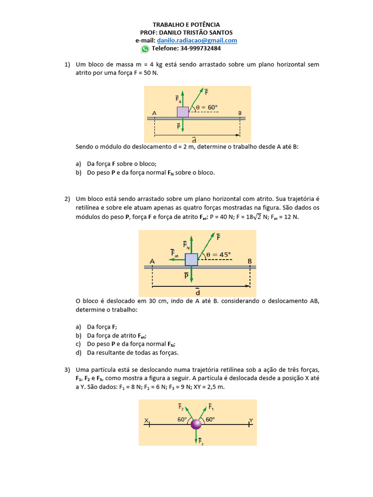 Trabalho e Potência em Física Aplicada | PDF | Potência (Física) | Força