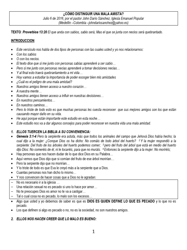 255 Cómo Distinguir Una Mala Amistad | PDF | David | Pecado