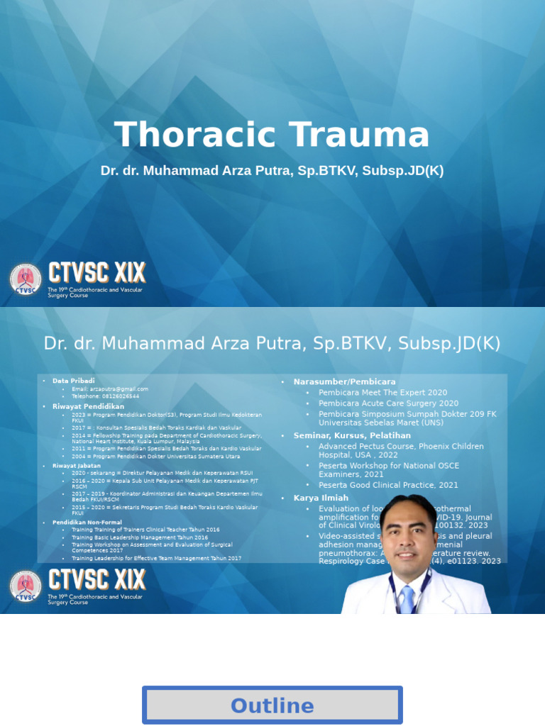 Thoracic Trauma: Assessment & Management | PDF | Thorax | Major Trauma
