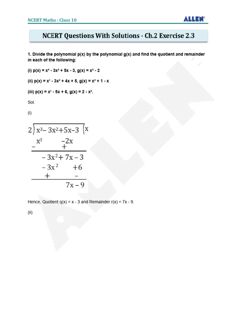 Maths+Chapter+2+ +ex.+2.3 | PDF