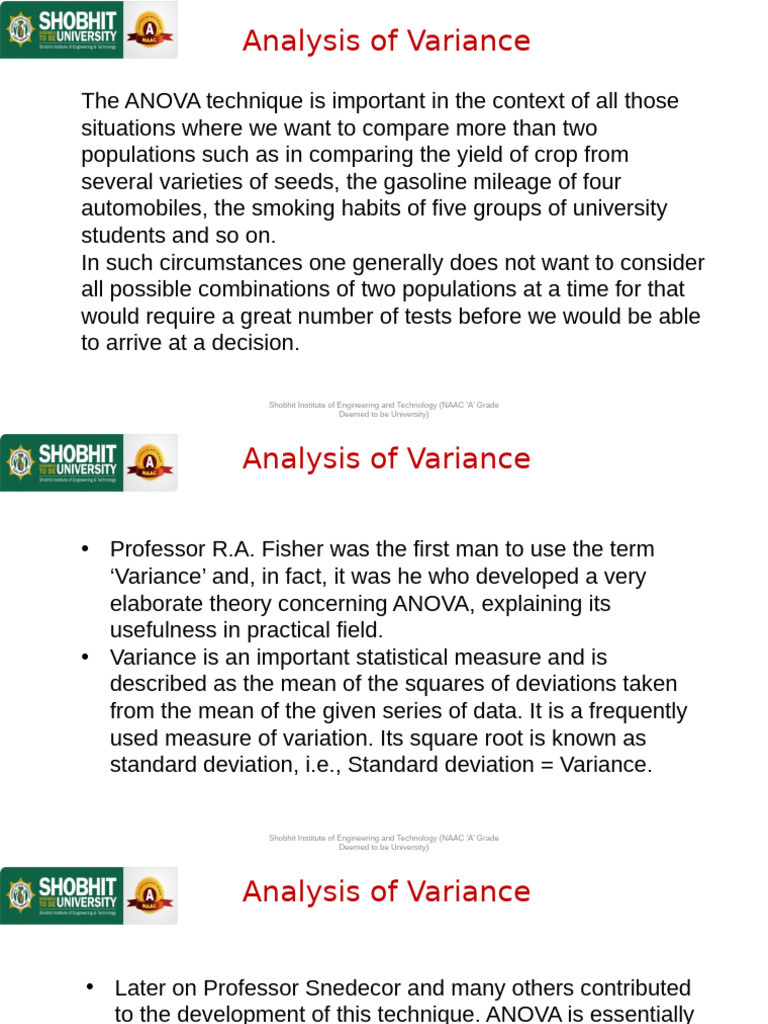 Understanding ANOVA Techniques | PDF | Analysis Of Variance | Variance