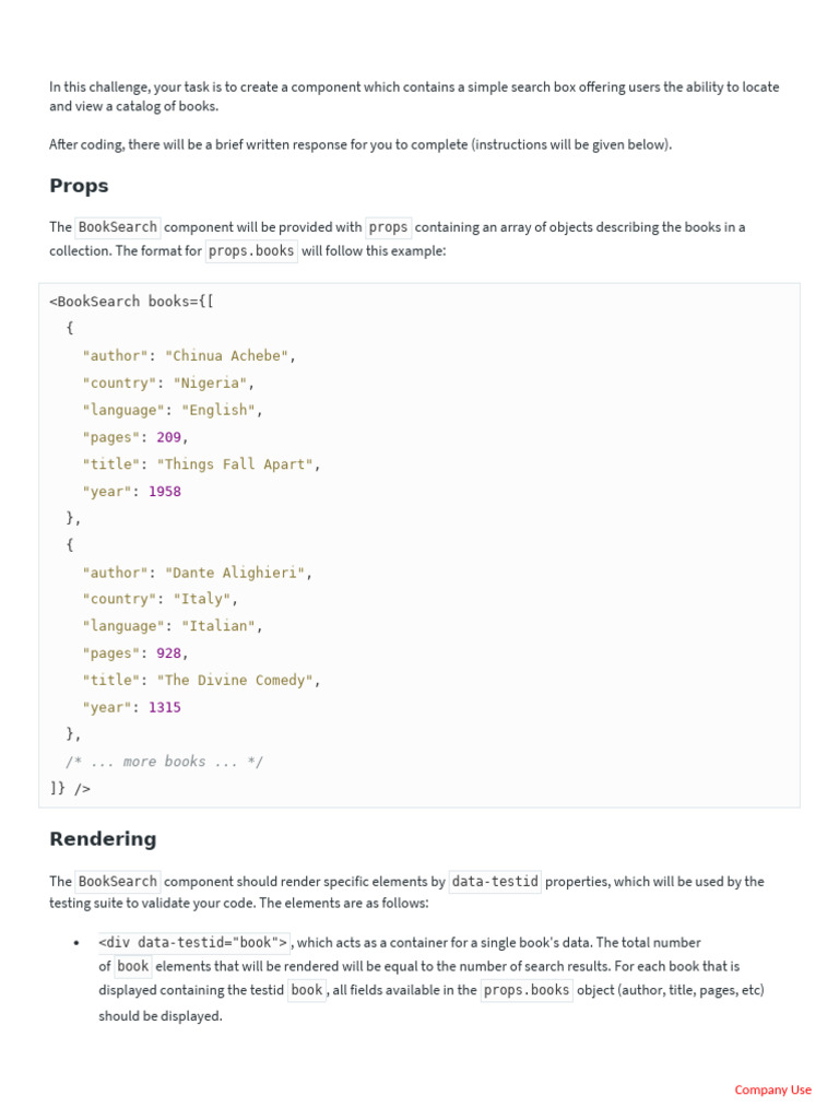 Book Search Component Challenge | PDF | Software Development | Computing