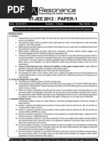 Download IITJEE Solutions Answer Key 2012 Solved Test Paper 1 English by Resonance Kota SN88484760 doc pdf