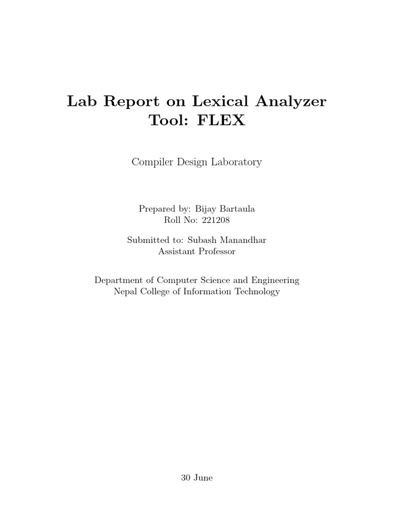 FLEX Lexical Analyzer Lab Report | PDF | Computer Science | Computer ...