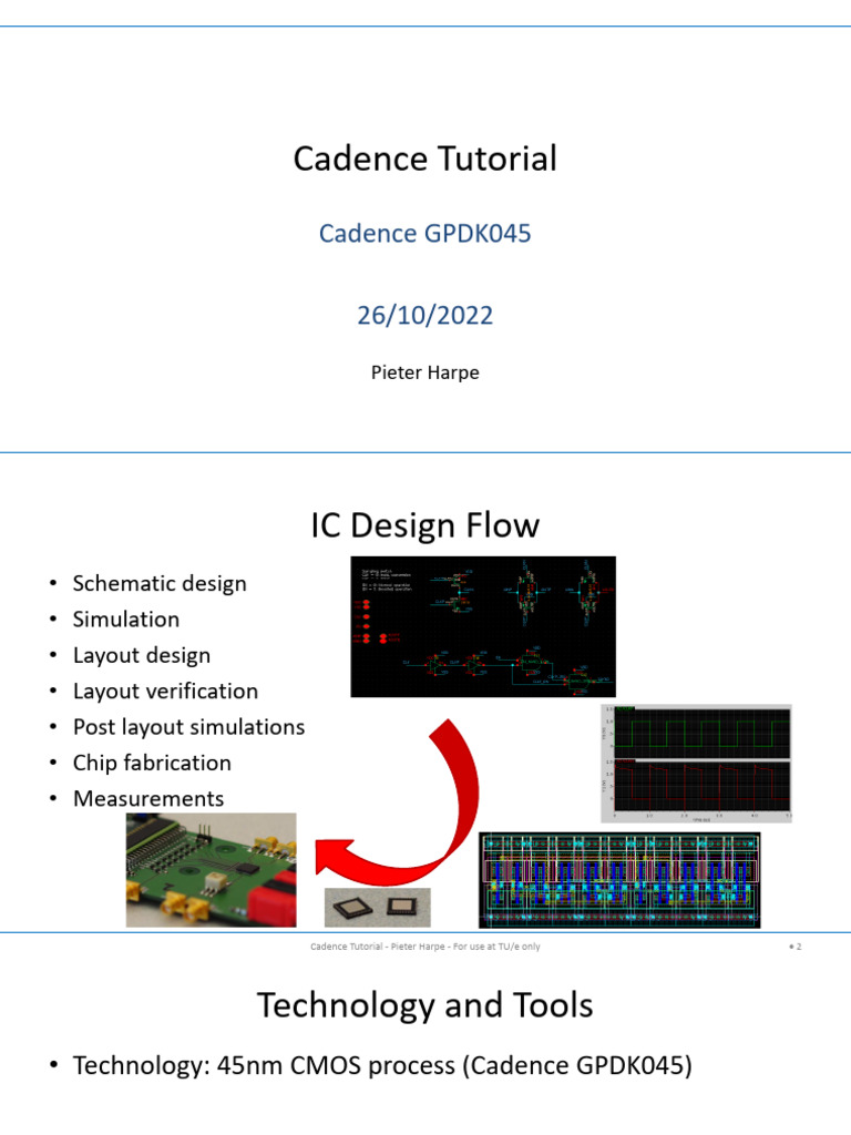 Cadence GPDK045 Tutorial by Pieter Harpe | PDF | Mosfet | Power Inverter