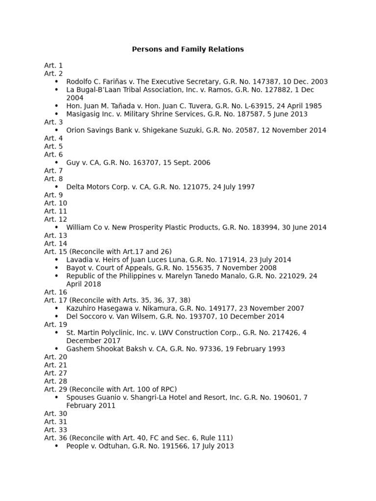 Key Cases in Persons and Family Law | PDF