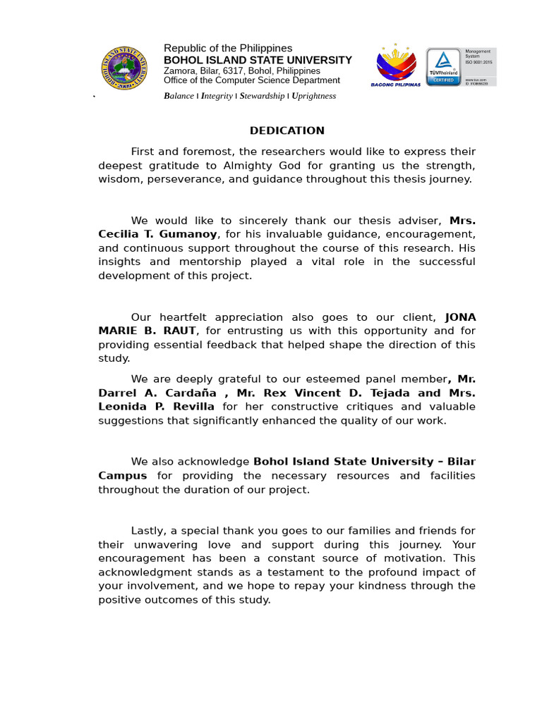 Thesis Acknowledgments and Dedication | PDF