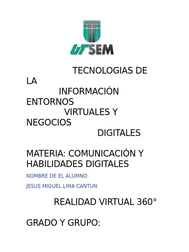 Realidad Virtual Pdf Realidad Virtual Informática