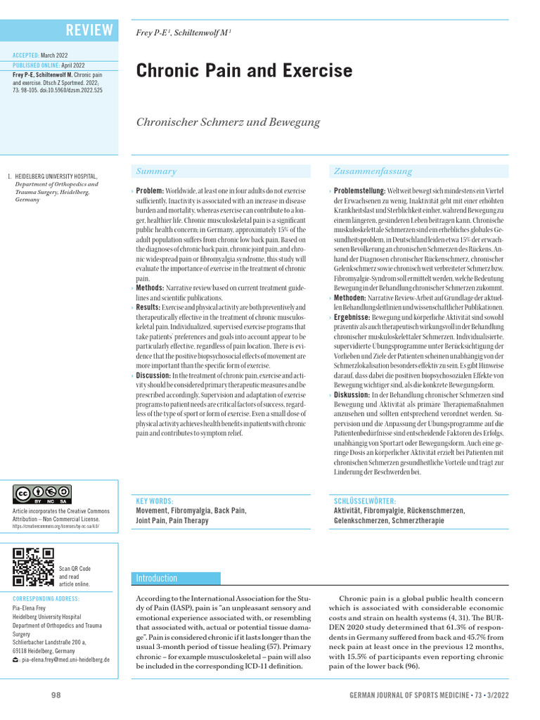Exercise in Chronic Musculoskeletal Pain | PDF | Chronic Condition | Pain